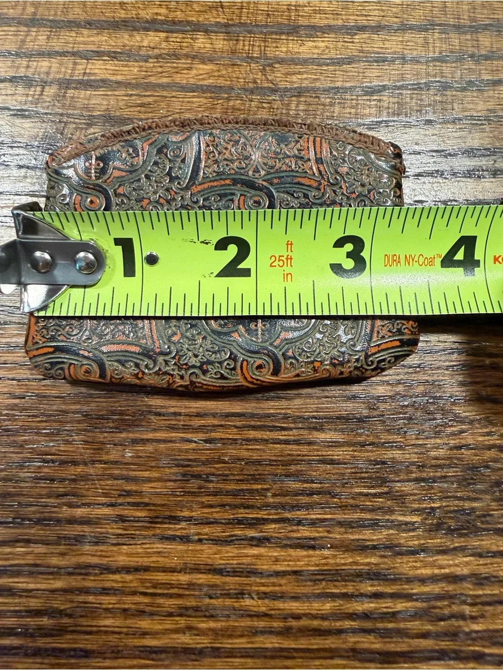 Vintage Leather Coin Purse - Decorative Embossed Accent